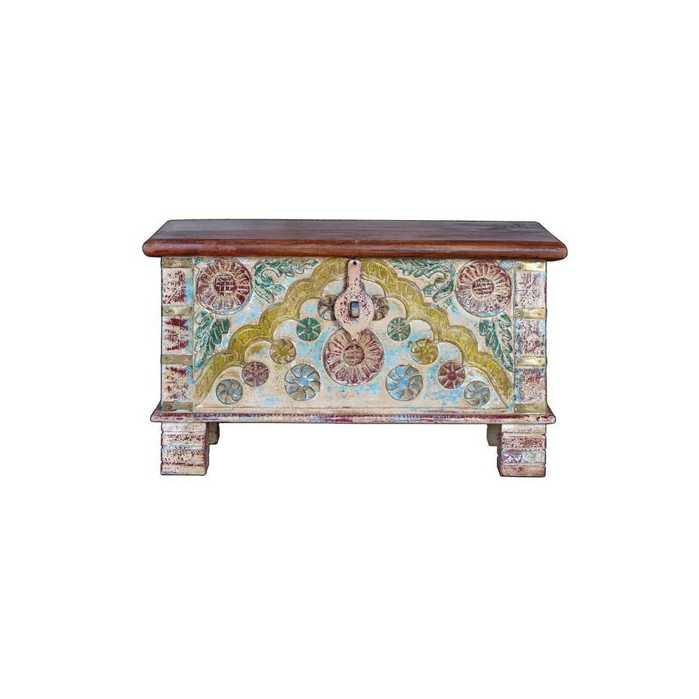 Coffre bois multicolore - lexine décoration d'autrefois