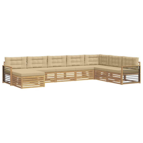 Ensemble de canapés d'extérieur 8 pcs blanc et beige