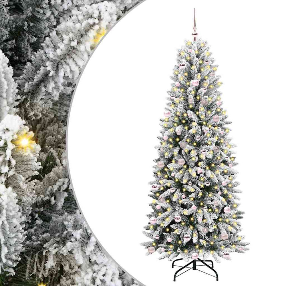 Sapin de noël artificiel avec 300 led avec support blanc 240 cm