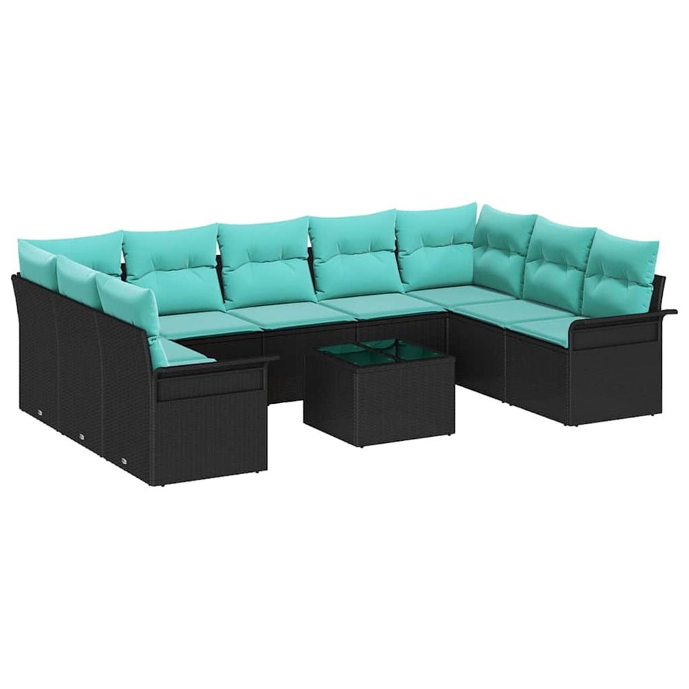 Ensemble de canapé de jardin 10 pc noir polyrotin