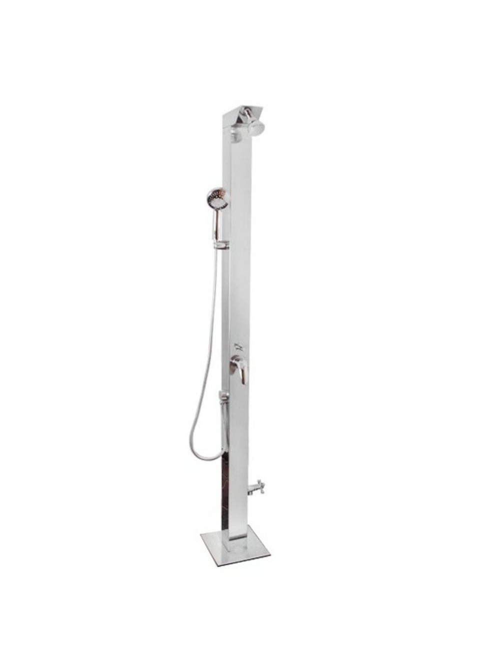 Douche de piscine laiton chromé zahra avec rince pieds h. 220cm
