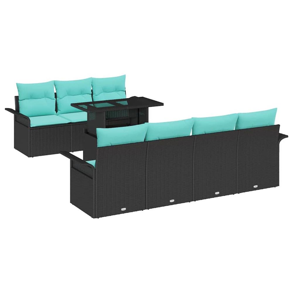 Ensemble de canapé de jardin 8 pc 7 place noir polyrotin
