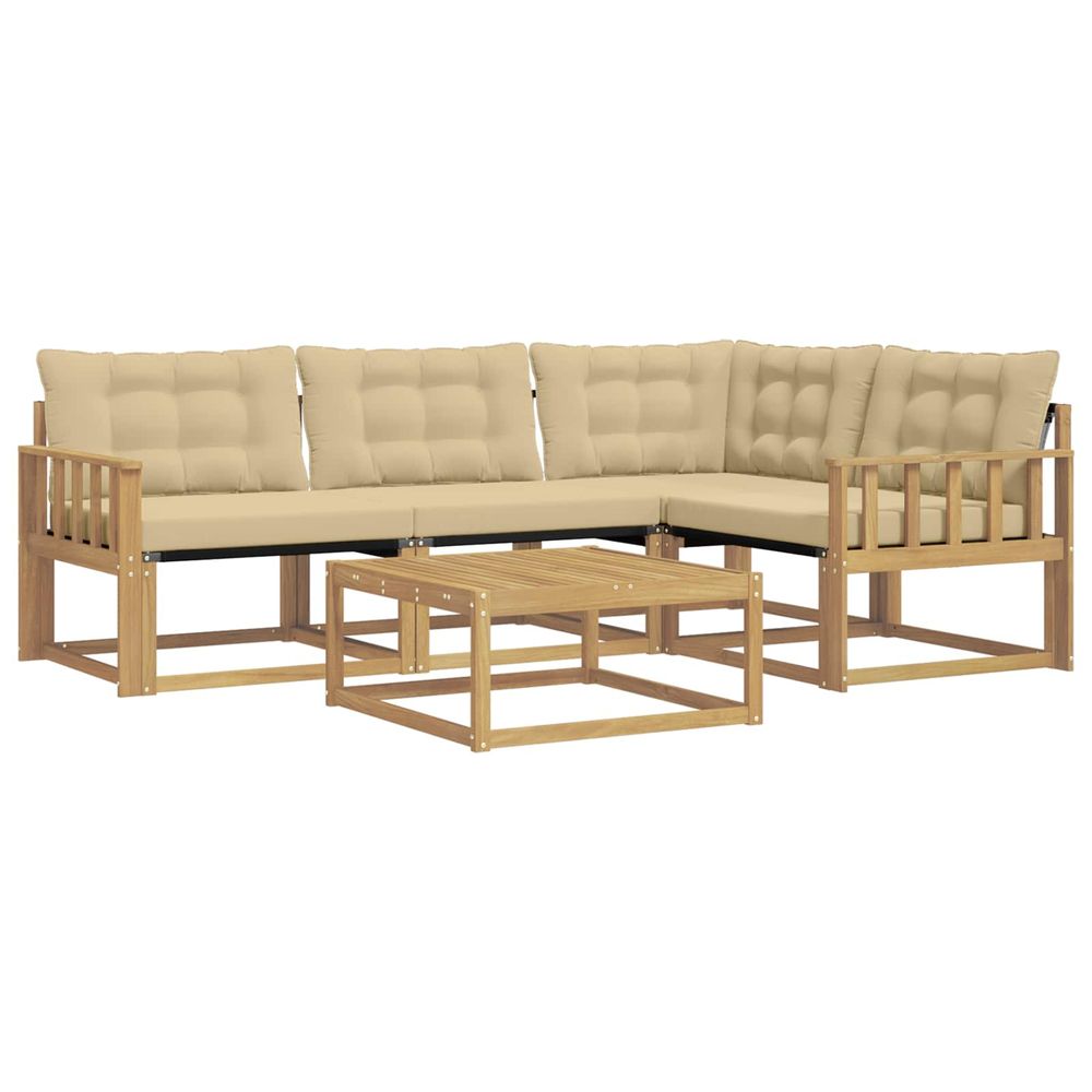 Ensemble de canapés d'extérieur 5 pc blanc et beige