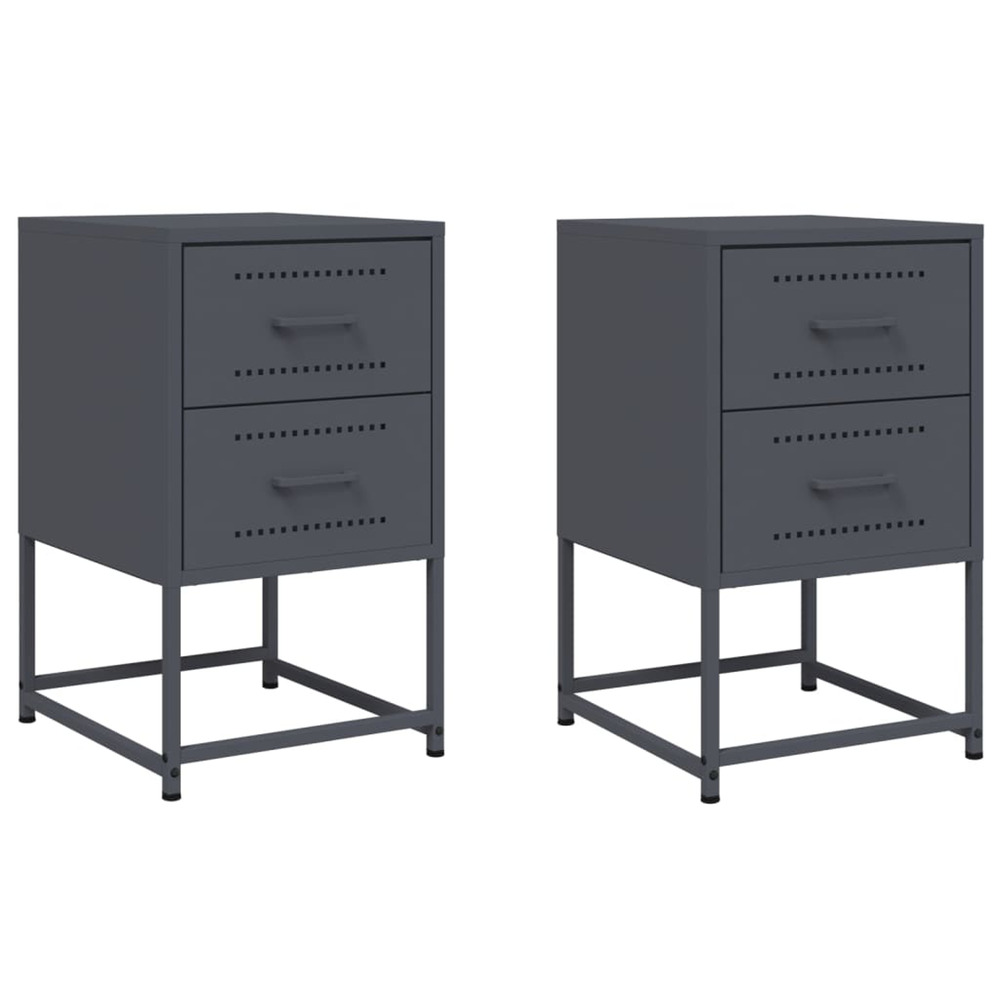 Tables de chevet 2 pcs anthracite 36x39x60,5 cm acier