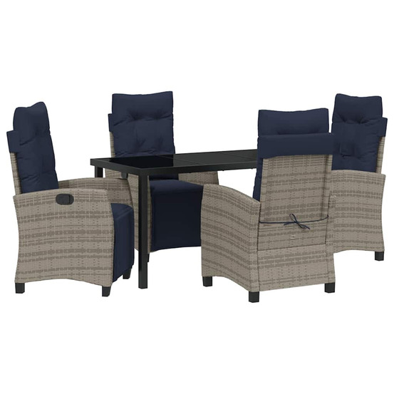 Ensemble de salle à manger pour jardin 5 pcs gris polyrotin