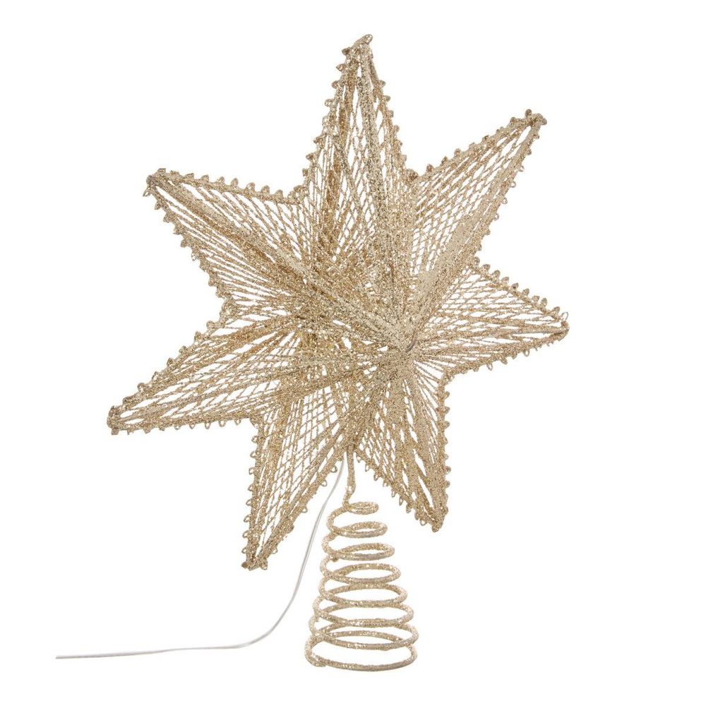 Cimier de sapin étoile lumineuse led dorée h. 25 cm