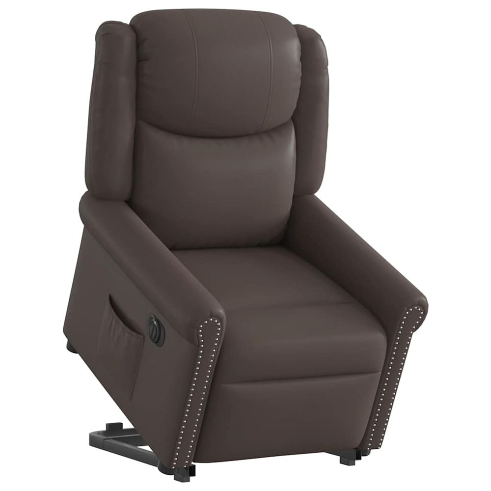 Fauteuil inclinable électrique marron brillant similicuir