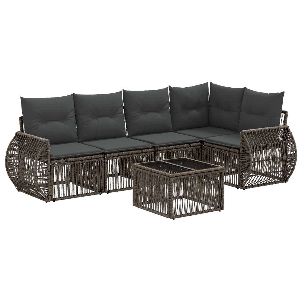 Ensemble de canapé de jardin 6 pcs gris et gris foncé polyrotin