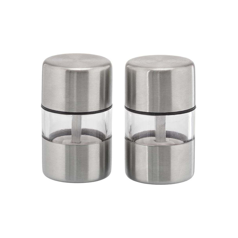 Set de 2 minis moulins sel et poivre en inox