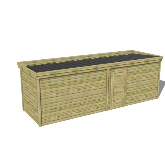 Abri de jardin bois pin traité autoclave 27mm - 7,29x2,14m / 16m2 - bac acier - abri français