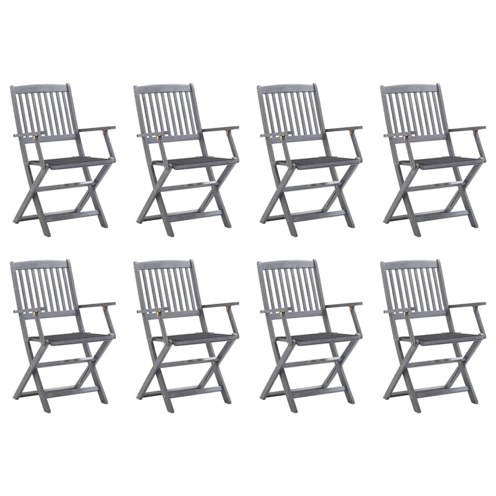 Chaises pliables d'extérieur lot de 8 et coussins bois d'acacia