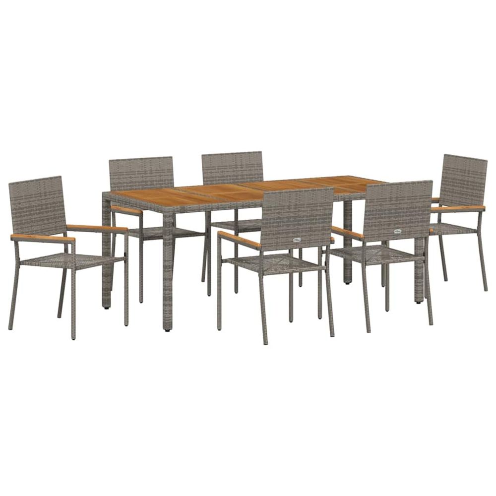 Ensemble de salle à manger pour jardin 7 pc gris polyrotin
