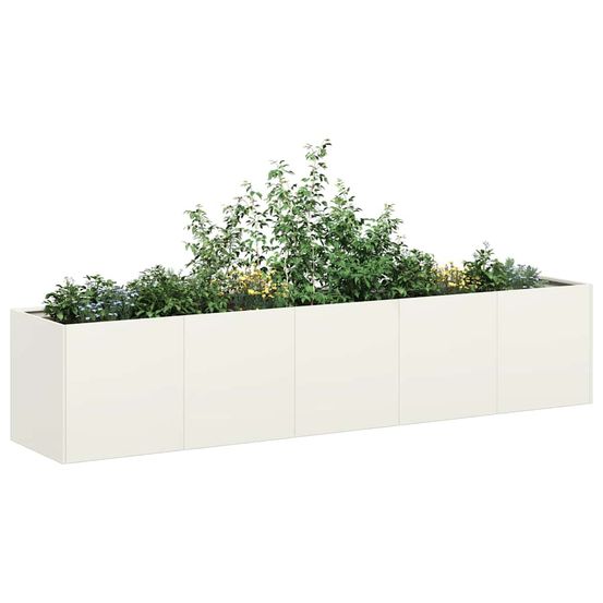 Jardinière rectangulaire en acier pour jardin et terrasse blanc 200x40x40 cm