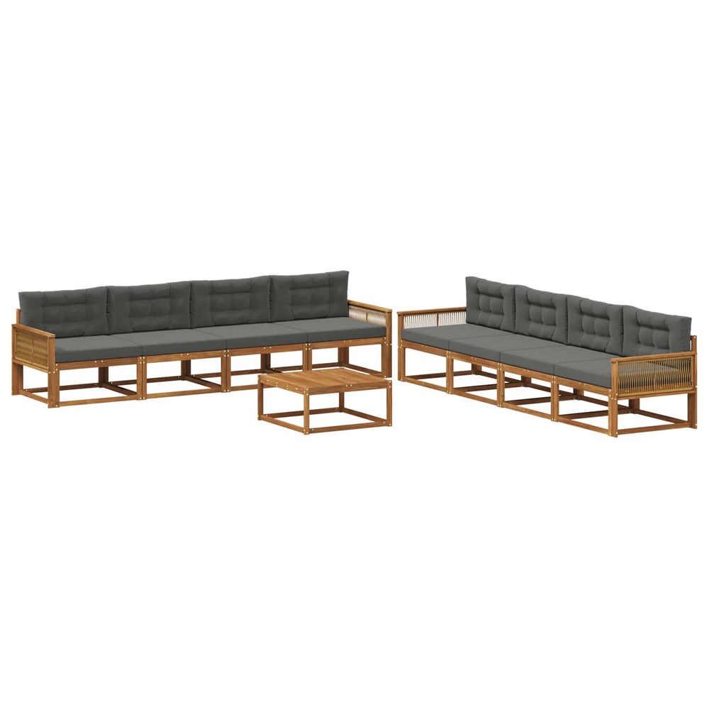 Ensemble de canapés d'extérieur 9 pcs naturel et anthracite