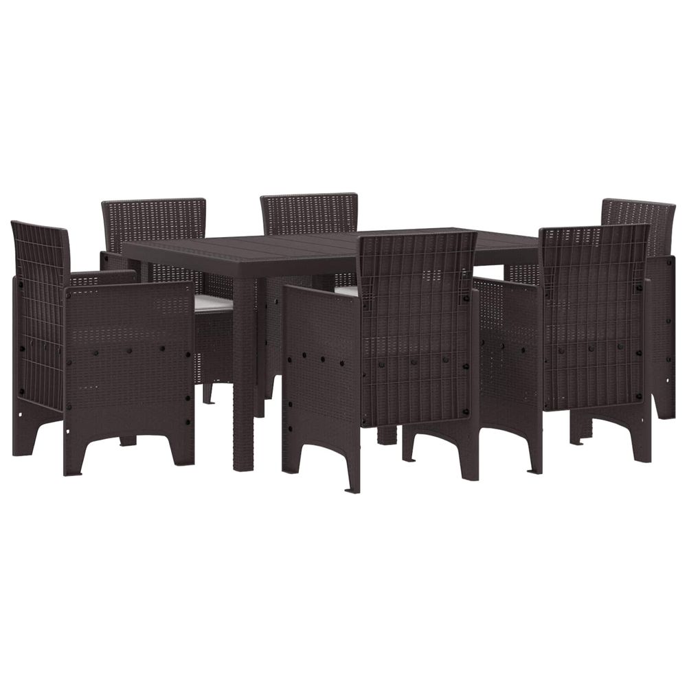 Ensemble de salle à manger pour jardin 7 pc marron rattan polt
