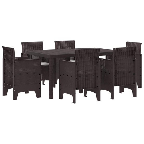 Ensemble de salle à manger pour jardin 7 pc marron rattan polt
