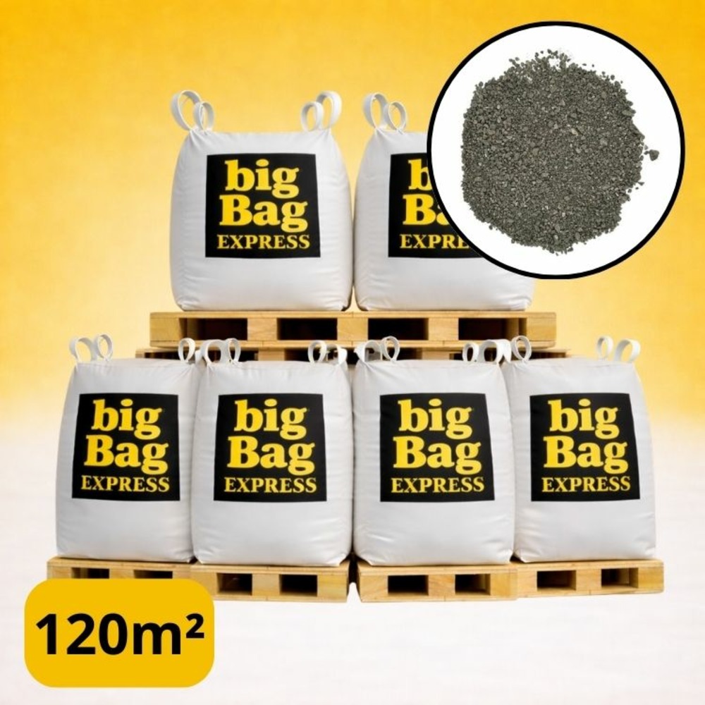 Pack 6 x big bag de +/- 1,5t ≃ 120m² sable lavé gris ø 0/4 mm - livraison premium