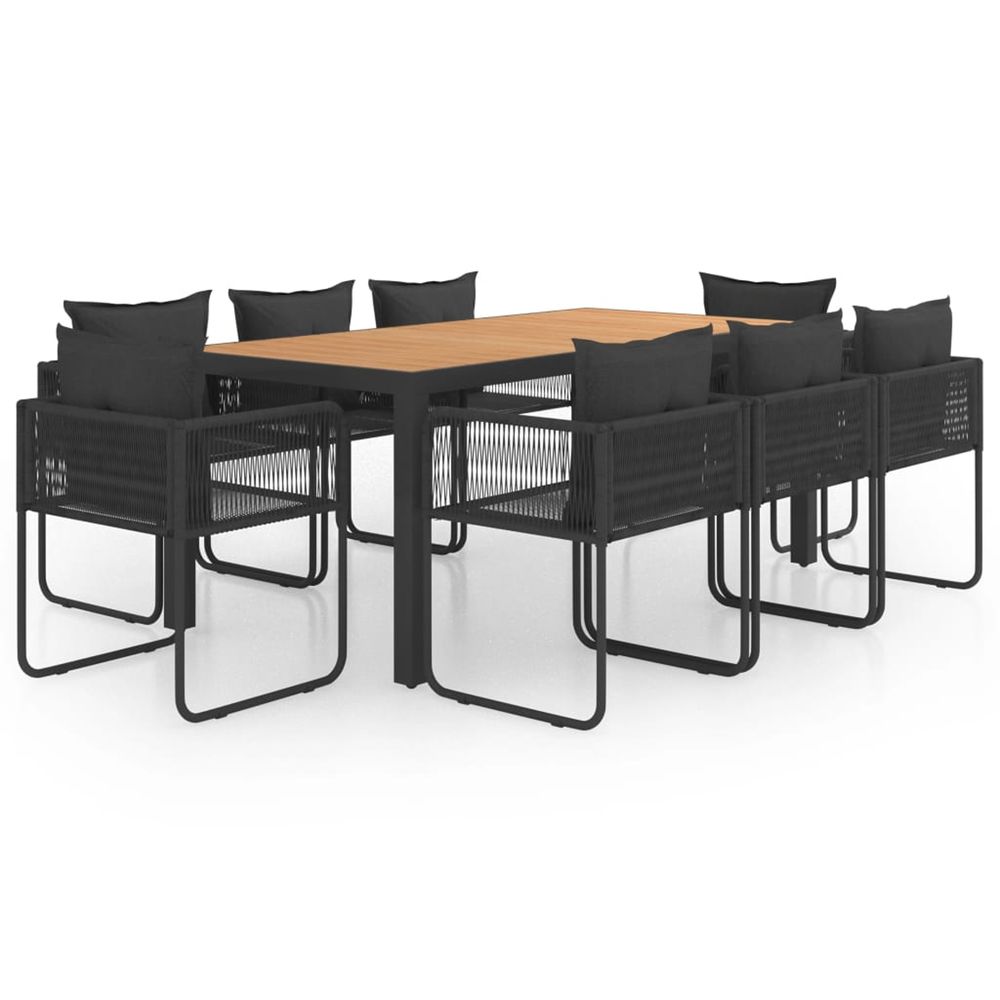 Ensemble à manger de jardin 9pcs pvc résine tressée noir marron