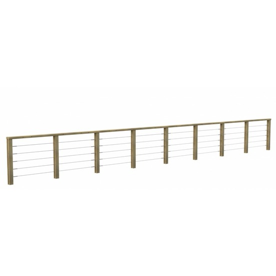 Kit garde-corps jersey 9,2 m - bois d'epicea traité autoclave 4 - tendeur en inox - recoupable - montage facile