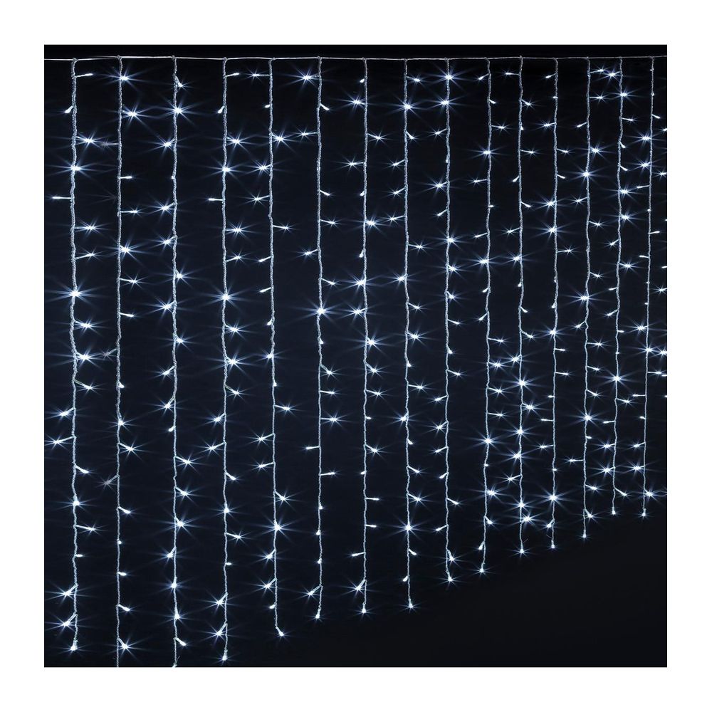 Rideau lumineux l 4 m 800 led blanc froid 40 tombées 8 jeux de lumière