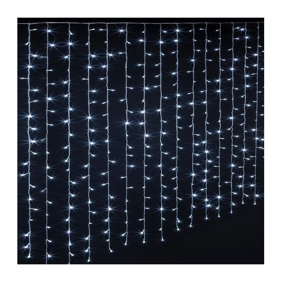 Rideau lumineux l 4 m 800 led blanc froid 40 tombées 8 jeux de lumière