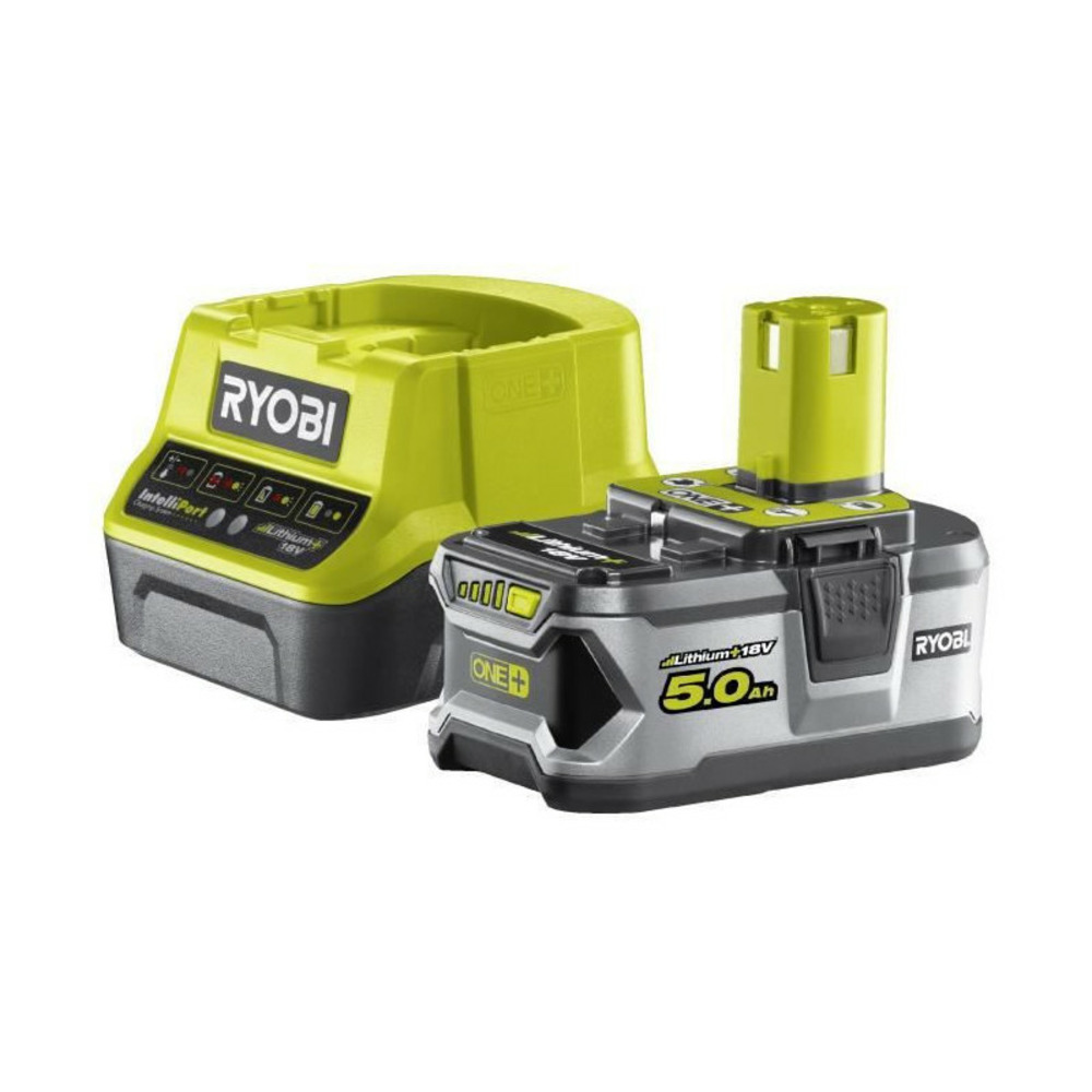 Pack batterie ryobi 18v oneplus 5.0ah lithiumplus - 1 chargeur rapide 2.0ah rc18120-150