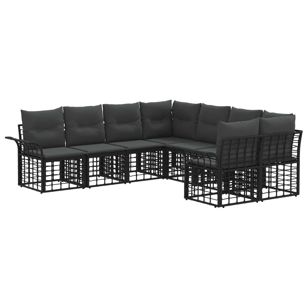 Ensemble de canapés d'extérieur 8 pc noir et gris foncé