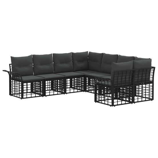 Ensemble de canapés d'extérieur 8 pc noir et gris foncé