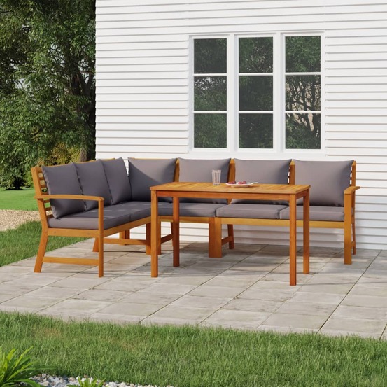 Ensemble à manger de jardin coussins 5 pcs bois acacia