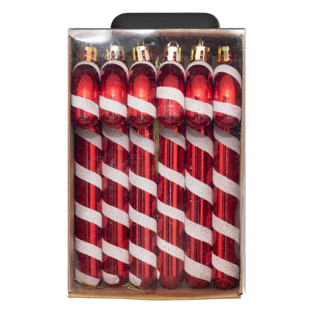 Sujet de noël lot de 6 sucre d'orge rouge et blanc