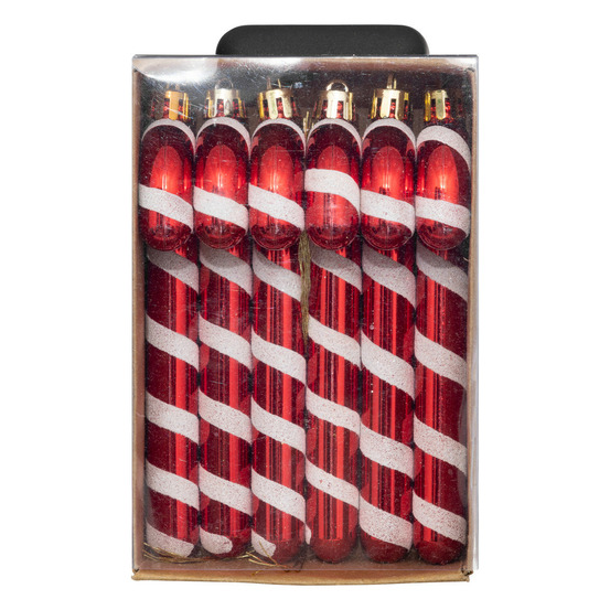 Sujet de noël lot de 6 sucre d'orge rouge et blanc