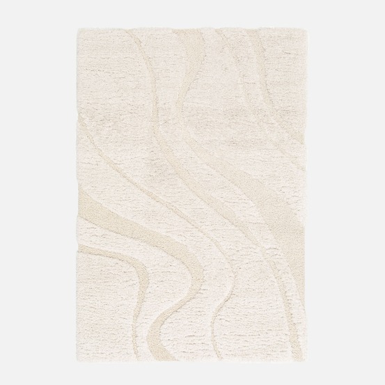 Tapis intérieur shaggy motif avec relief crème amy