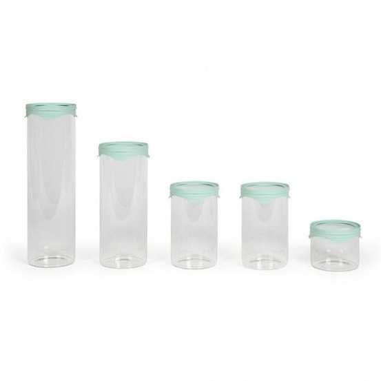 5 bocaux de conservation 450 ml - verre borosciliate - couvercle en silicone et verre