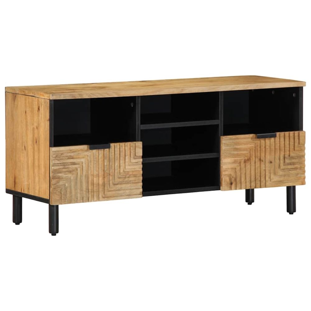 Meuble tv marron 100x33x46 cm bois massif de manguier