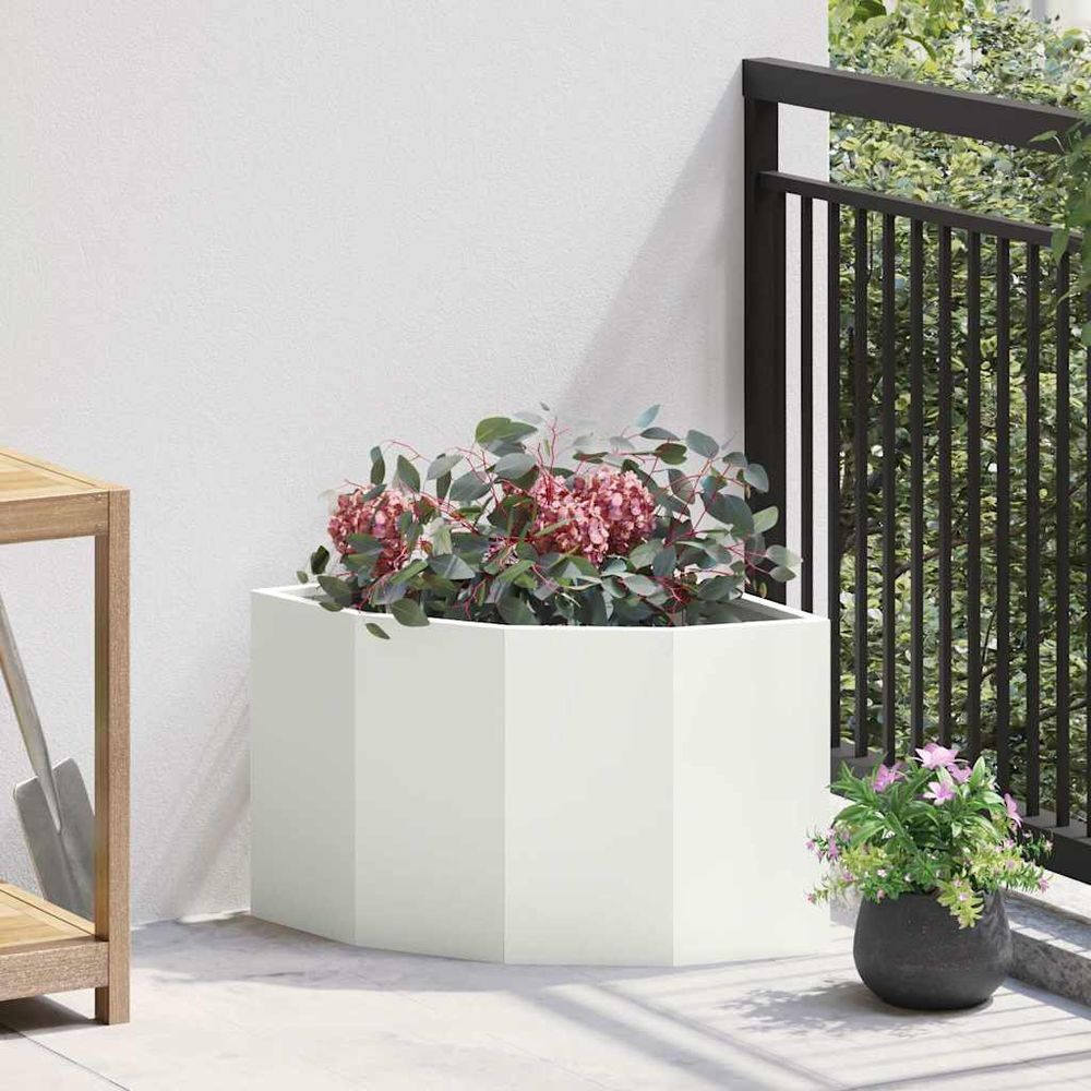 Jardinière d'angle en acier pour plantes pour jardin terrasse balcon blanc 45x45x35 cm