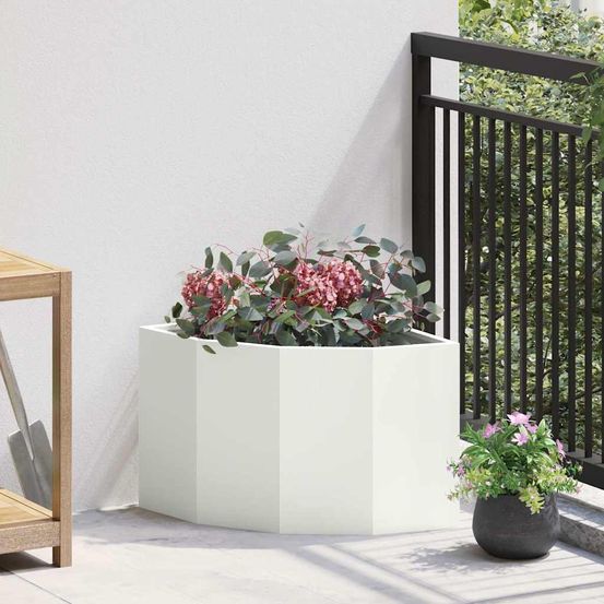 Jardinière d'angle en acier pour plantes pour jardin terrasse balcon blanc 45x45x35 cm