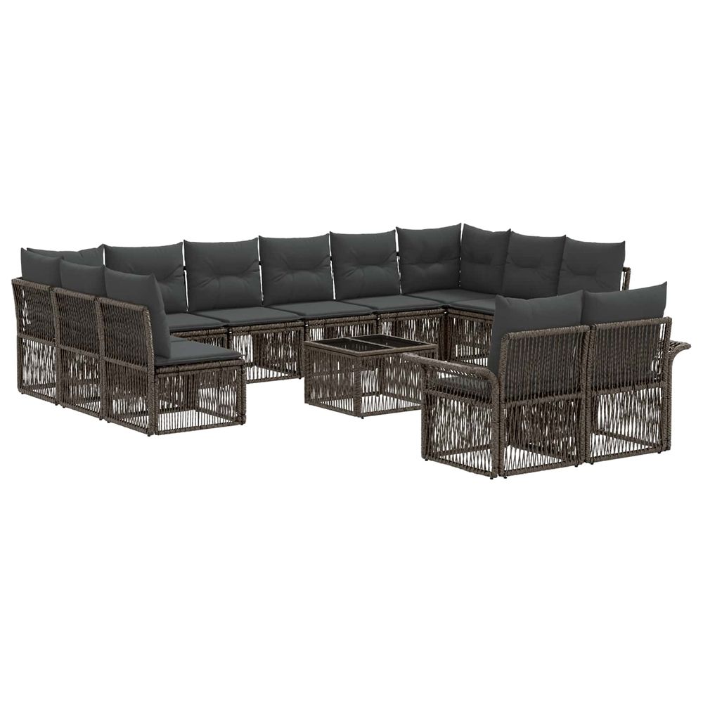 Ensemble de canapé de jardin 13 pc gris polyrotin