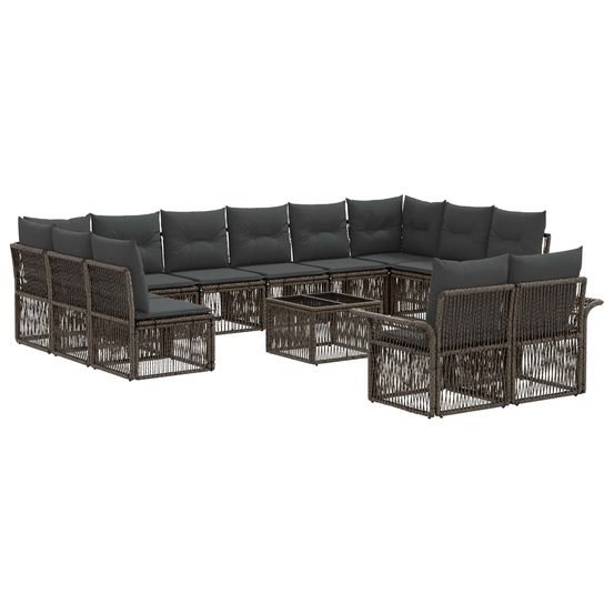 Ensemble de canapé de jardin 13 pc gris polyrotin