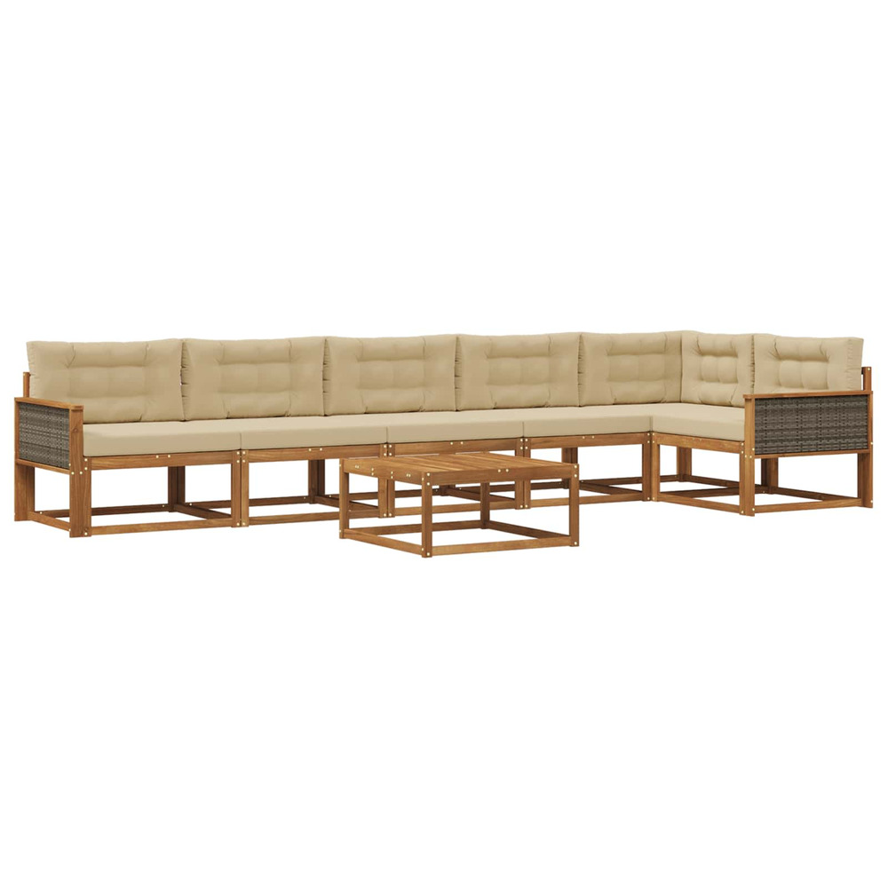 Ensemble de canapés d'extérieur 7 pcs naturel et beige