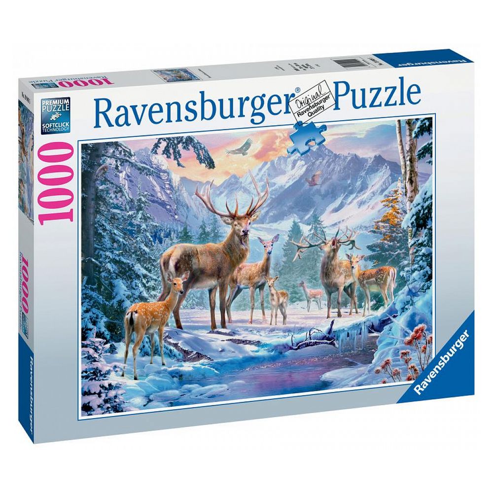 Puzzle 1000 p - chevreuils et cerfs en hiver