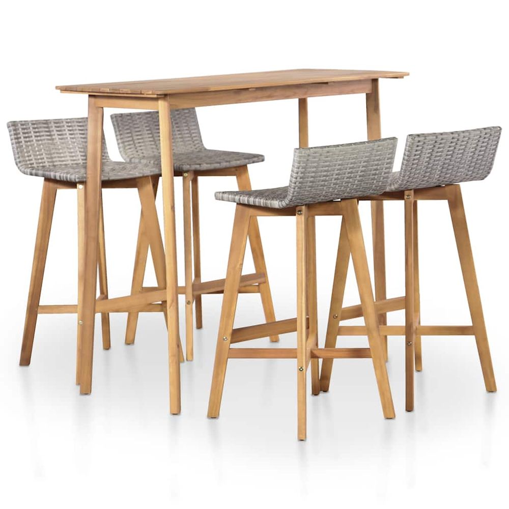 Ensemble à manger d'extérieur 5 pcs bois d'acacia solide