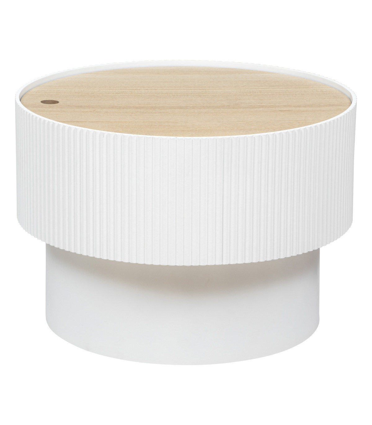 Table basse avec coffre de rangement en bois peint blanc d 55 x h 38 cm