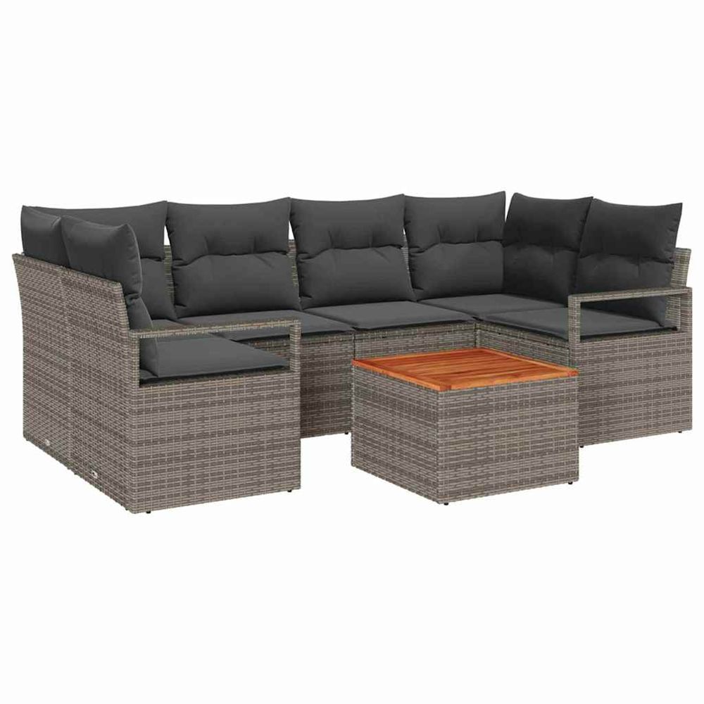 Ensemble de canapé de jardin 7 pc gris polyrotin