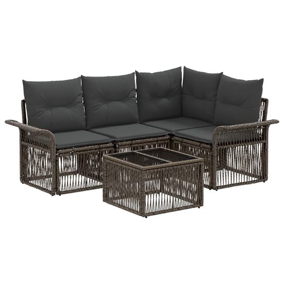 Ensemble de canapé de jardin 5 pc gris polyrotin