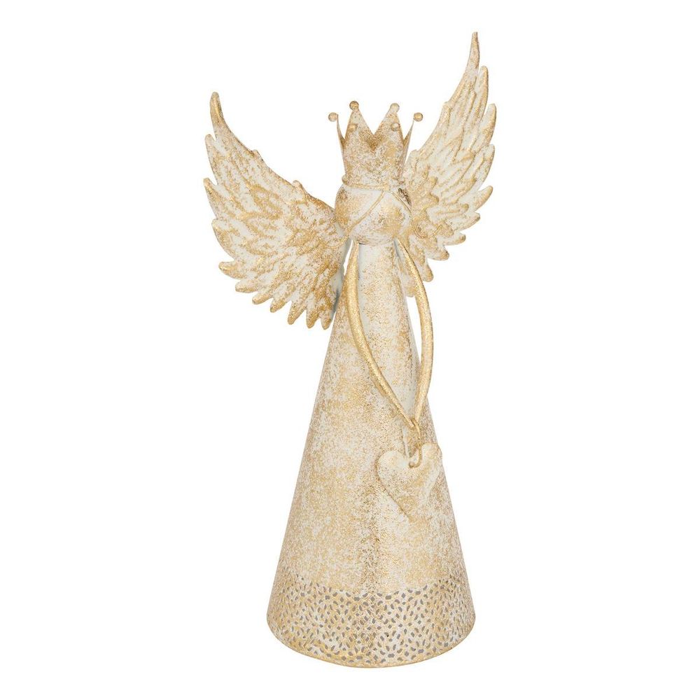 Ange de noël en métal doré et blanc h. 40 cm