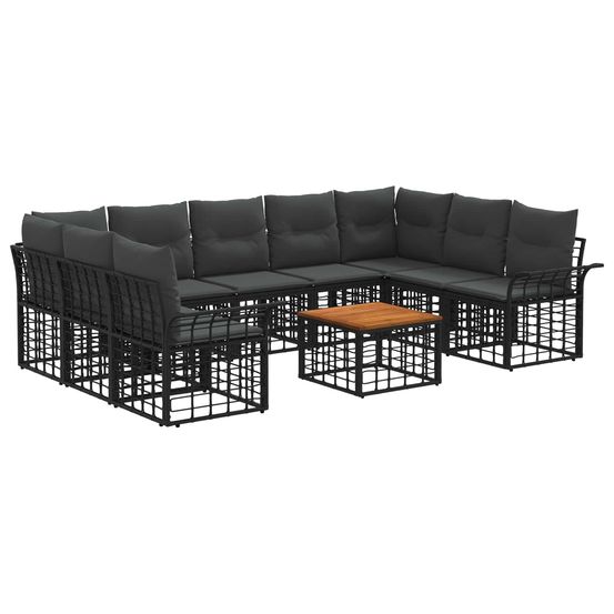 Ensemble de canapés d'extérieur 10 pc noir et gris foncé