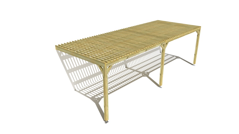 Pergola bois • 8m x 3m • adossée • sens largeur • lattage bois • livraison comprise