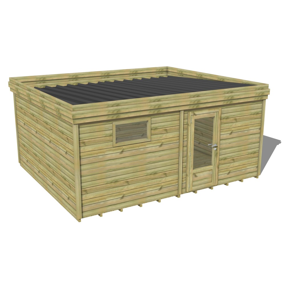 Abri de jardin bois pin traité autoclave 27mm - 5,69x4,34m / 25m2 - bac acier - plancher bois