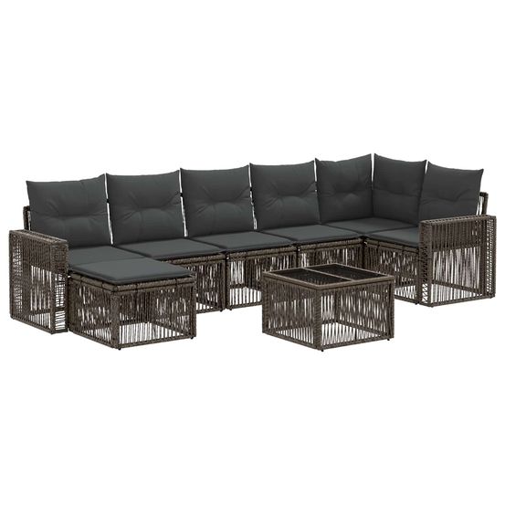 Ensemble de canapé de jardin 8 pc gris et gris foncé polyrotin