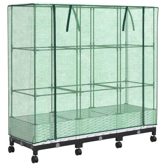 Jardinière d'extérieur de jardin avec couverture de serre et roues 3 pc pp